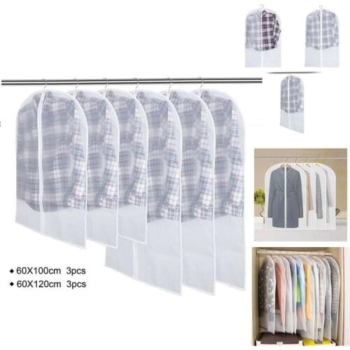 6Pcs Frosted Suit Garment Cover Bag Protector with Zipper Suit Travel Bag Garment Closet Organizer Clothes Dust Cover For Home