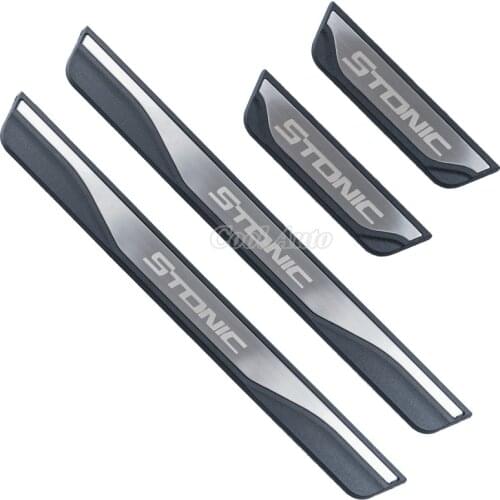 For KIA STONIC Accessory 2021 2020-2017 Stainless Carbon Car Door Sill Kick Scuff Plate Protector Trim Cover Pedal Guard Styling