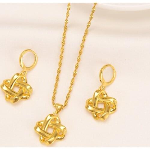 Bangrui Gold Color Square Pendant Necklace Earrings For Women Trendy Jewelry Sets African Arab Jewelry Gifts