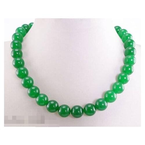 Free shipping ~$wholesale_jewelry_wig$ NATURAL 10MM GREEN Smooth Round Beads NECKLACE 18" AAA