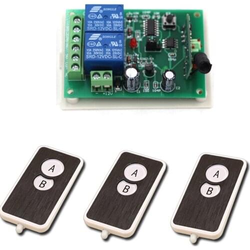 Preferential DC12V 24V 2CH RF Wireless Remote Control Switch 3 Transmitter & 1 Receiver Light /Curtain /Door Control 315/433MHZ