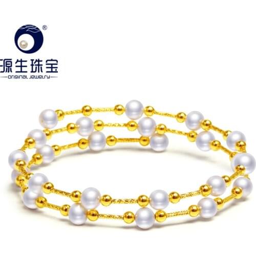 YS Fashion Design 925 Sterling Silver Bracelet 4-5mm Natural White Pearl Chinese Freshwater Pearl Bracelet Fine Jewelry