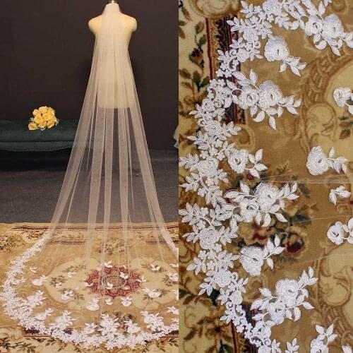Beautiful High Quality Long Lace Wedding Veil Soft Tulle Bridal Veil with Comb White Ivory One Layer Veil Bride Accessories