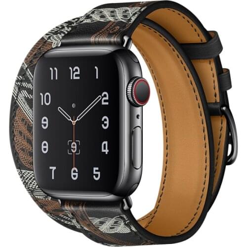For Apple Watch Series 4 Strap Genuine Leather Double Tour Watch Band For Apple Series 1 2 3 iWatch Watch Bracelet 40mm 44mm