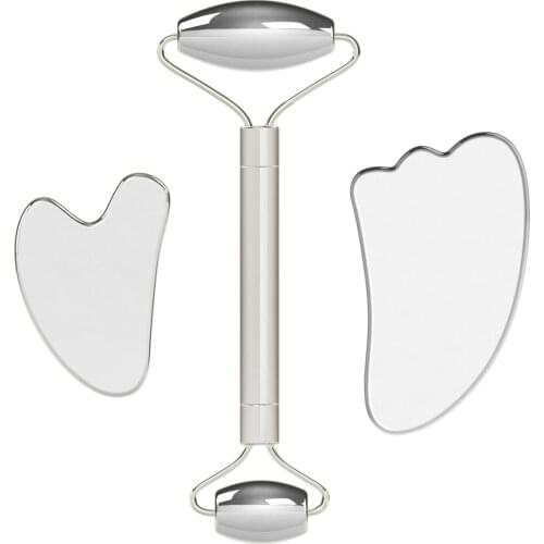 Stainless Steel Face Massage Roller Gua Sha Board for Face Lifting Anti-wrinkle Facial Skin Care Tool Roller Massager