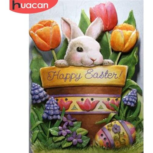 HUACAN Diamond Painting New Easter Rabbit 5d Diamond Embroidery Sale Cartoon Pictures Of Rhinestones Mosaic Craft Kit