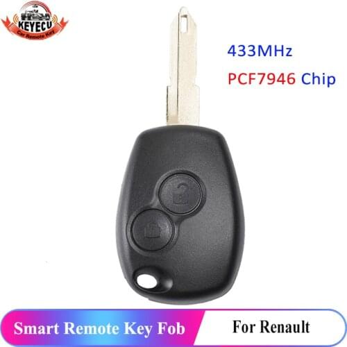 KEYECU Replacement Remote Car Key Fob 2 Button 433MHz PCF7946 for Renault 2006-2012 Clio Kangoo Modus Master