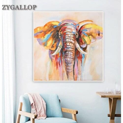 Colorful Elephant Abstract Oil Painting Canvas Print Animal Wall Art Posters and Prints Cuadros Home Decoration Wall Pictures