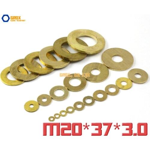 10 Pieces M20 x 37 x 3.0mm Brass Flat Washer