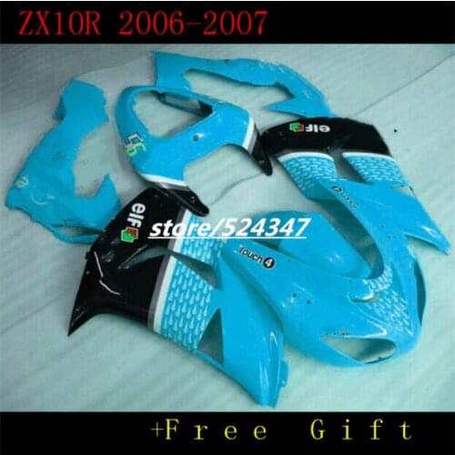 Hot in black sky blue green black ABS Fairing for ZX10R 06 07 ZX-10R 2006-2007 06-07 Motorcycle Body Aftermarket Plastic