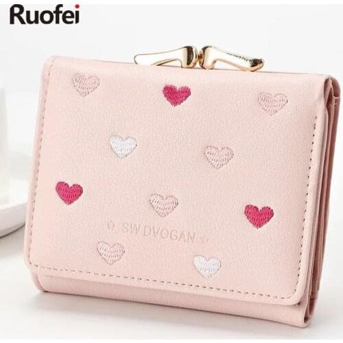 New fashion Colorful Lady Lovely Coin Purse Solid Golden Heart Clutch Wallet Large Capacity Women Small Bag Cute Card Hold