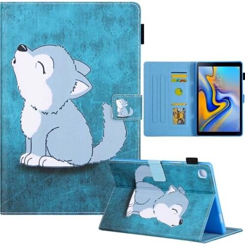 Cute Wolf Marble Case For Samsung Galaxy Tab A7 Lite 8.7 2021 SM-T220 SM-T225 PU Leather Protective Cover