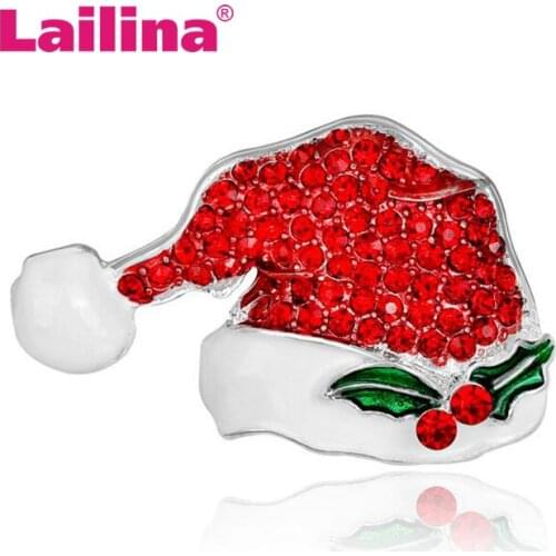 Fashion Rhinestones Christmas Hat Brooch Pins For women Jewelry New Year Gift Brooches
