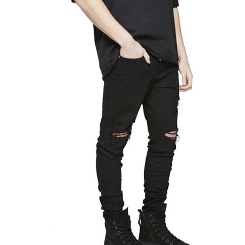 Fashion Men Jeans Destroyed Ripped Slim Jeans Skinny Denim Pants Stretch Long Trousers Mens Clothing For daily life 2021