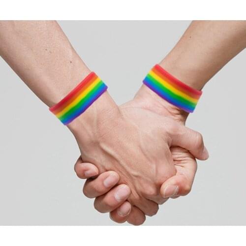 Fashion Silicone Rainbow Pride Bracelet Mutilayered Rubber Gay Lesbian Fashion Wristband Jewelry