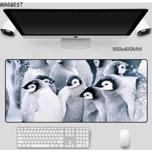 MRGBEST Mouse Pad 900x400mm Cute Penguins Pattern Non-slip Locking Edge Nature Rubber Pads PC Laptop Desk Mat for Children