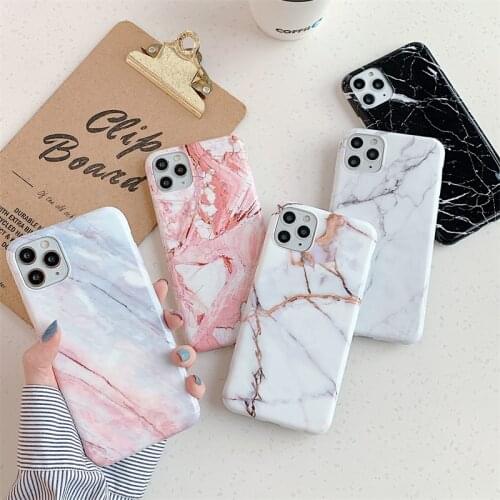 Luxury Texture Marble Phone Cases For iPhone 11 12 Pro X Xr Xs Max 12 Mini SE2 7 8 Plus Soft Silicone IMD Protection Cover Shell
