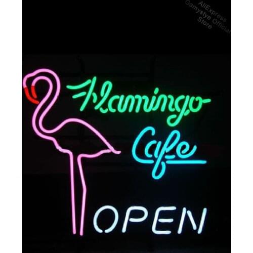 Neon Signs for Flamingo Cafe open Neon bulb Sign neon light sign Recreation Room Neon Beer Signs Shopping Hall Sign Iconic Sign