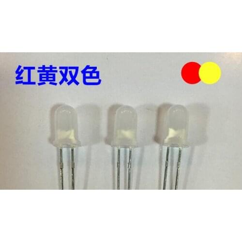 Non polar bicolor through hole diffused 5mm led diode red@yellow color 2pins