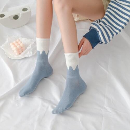 1 pair of lovely sweet womans pure cotton Socks Autumn and winter Five styles of female Fashion Girl student In tube Socks gift