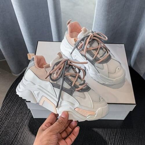 New Women Casual Shoes Fashion Breathable Walking Mesh Lace Up Flat Shoes Sneakers Women Vulcanized Shoes Tenis Feminino