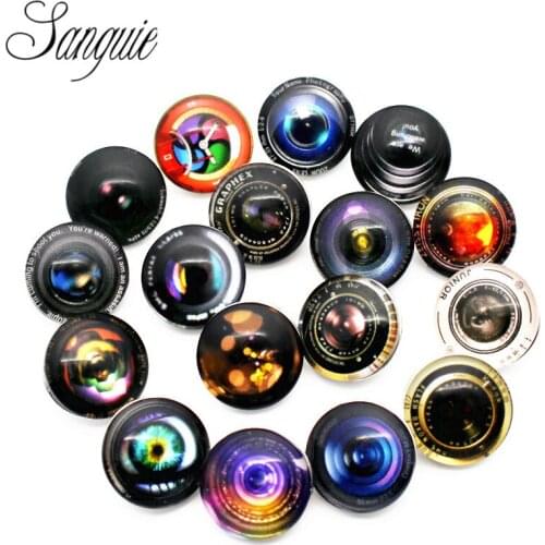 New Arrival 12pcs/lot camera glass snap jewelry 18mm snap buttons camera lens leather clasp snap button bracelet