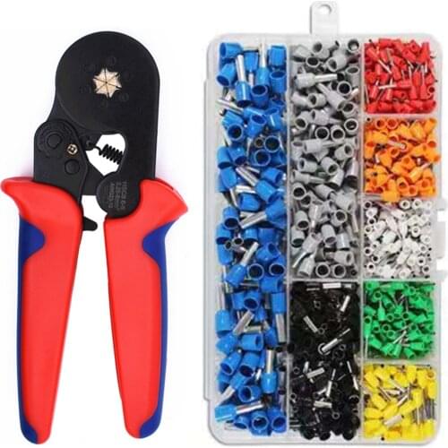 Crimping Pliers 0.25-6mm2 AWG23-10 Six Mandrel Adjustable Ratchet Ferrule Nylon Handle for Wire End Ferrule Connector Crimp Tool