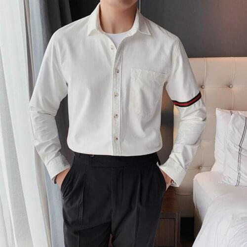 2021 Autumn Long Sleeve Korean Shirts Men Business Casual Shirts Casual Party Office Male Clothing Tops Social Chemise Homme