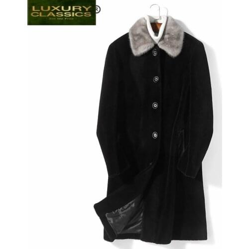 Coat Men Fashion Winter Thick Warm Real Fur Coat Natural Mink Fur Clothes 2021 Long Sheep Shearling Jackets Hiver 8396