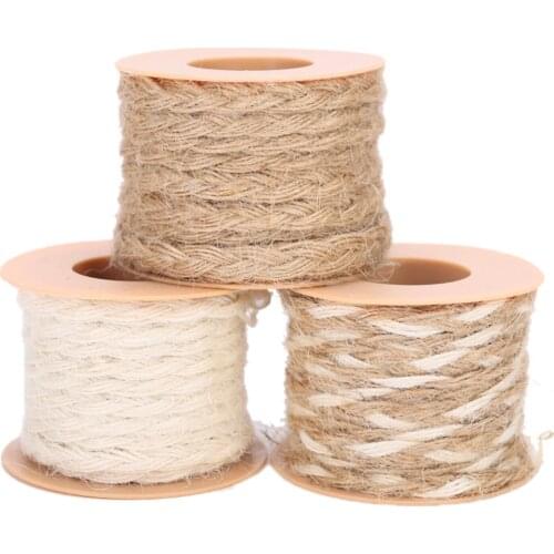 Hemp Rope Braided Ribbon Gift Jute Party Wedding Wrapping Rope DIY Tool Handmade Paper Flower Natural Shop Craft