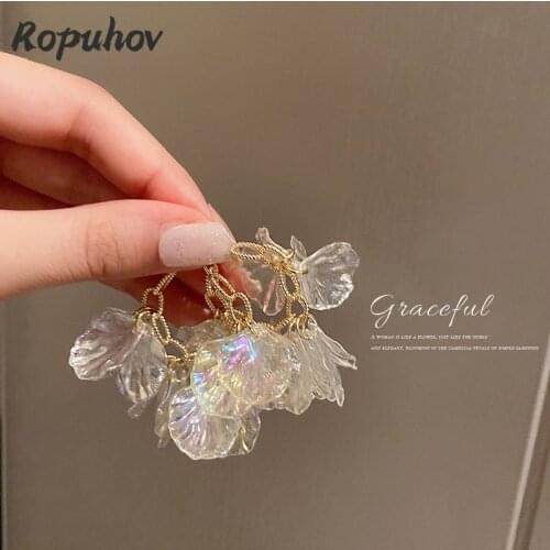 Ropuhov 2021 New Korean Fashion Gift Woman Silver Needle Color Acrylic Shell C-shaped Earring Luxury Design Bling Wholesale