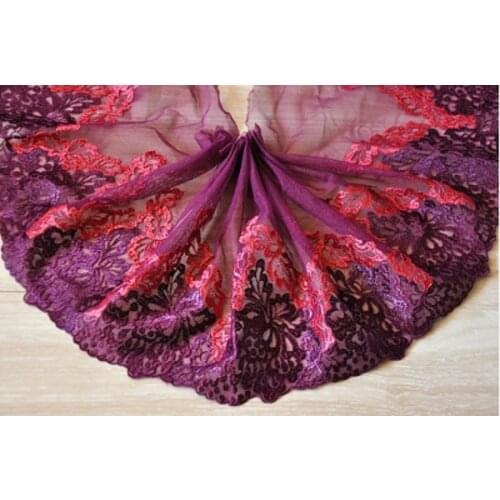 1Meter Mesh Embroidery Lace Fabric Ribbon Trims Edge Guipure Applique Decorated DIY Sewing Wedding Dresses Decor 17cm Width