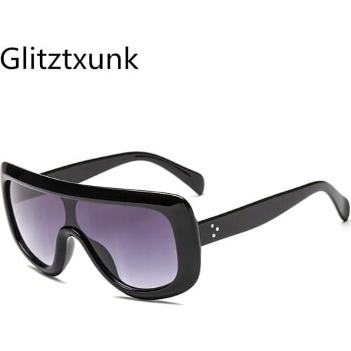 Glitztxunk Fashion Glasses 2018 Women Cassic Sunglasses for Men Big Box Conjoined Eyewear UV400 men and women Vintage Sunglasses