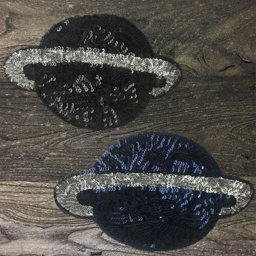 1Piece Stylish Black and Blue Planet Sequin Patches Need to be Hand-Stitched, DIY Decorative Sewing Accessories