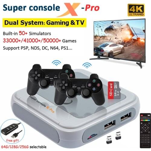Super Console X Pro Video Game Consoles Mini TV Retro Game Player With 2.4G Wireless Controllers