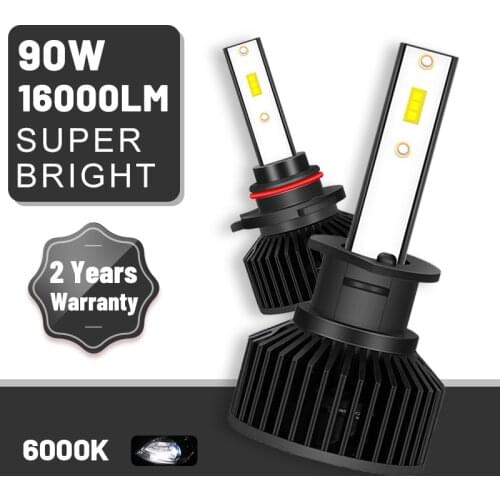 Carlitek 9008 H13 LED Headlights CSP Chips 90W 12V H1 H4 H7 H11 9012 HIR2 9005 9006 9007 HB3 HB4 H8 H9 Bulbs For Projector Lens