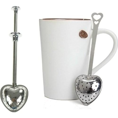 Heart Shaped Tea Infuser Stainless Steel Spoon Strainer Steeper Handle Shower Fashion Tea Spoon Wedding Box Package Favors Gifts