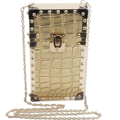 European American Evening Bag Ladies Geometric Pattern Clutch Bag Rectangle Handbag PU Leather Shoulder Crossbody Purses Bag