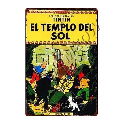The Adventures of Tintin Cartoon Tin Sign Plaque Metal Vintage Poster Wall Art Painting Stickers Children Gift Home Decor WY113