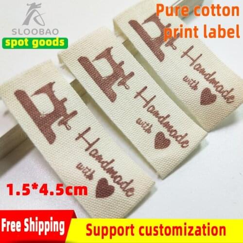 Cotton garment tags brand handmade printed labels stock clothing labels sewing studio accessory free shipping