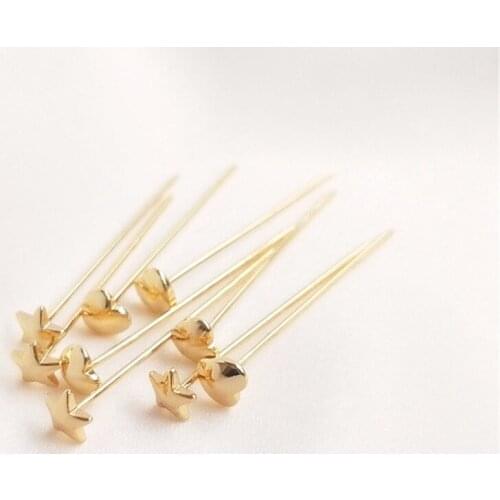 Diy jewelry accessories 14K Gold Filled T word needle five star love shaped flat head needle handmade jewelry materials
