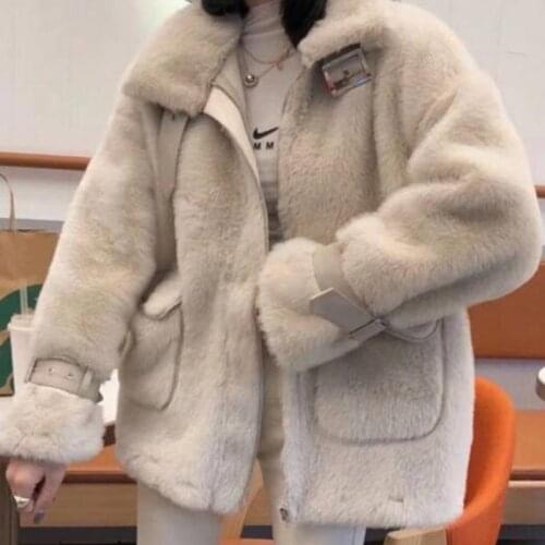 2020 Autumn Winter New Korean Warm Coat Stand Collar Loose Casual Tops Solid Color Double Pockets Zip Women Jacket