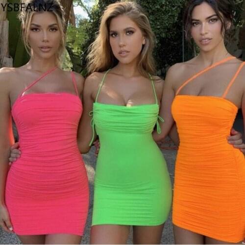 Women Dresses Summer 2021 Tube Spaghetti Strap Pink Robe Blanche Pink Robe Moulante Femme Mini Dress Fashion Beach Sexy Elbise