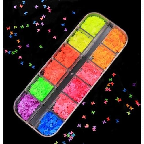 1 Box Mirror Sparkly Butterfly Nail Sequins Paillette Mixed Colors Nail Holographics Glitter 3D Nail Spangle Nail Art Tools