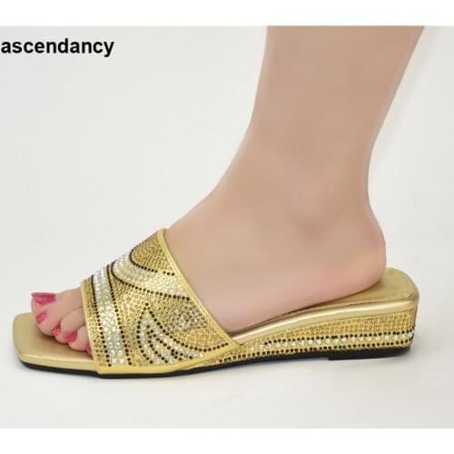 2021 Fashion Women African Women Pumps Decorated with Rhinestone Ladies Party Low-heeled Shoes Ladies Dress Shoes Womens Heels