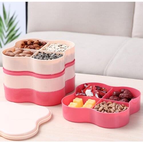 8 Grids Double Tier Kitchen Dried Fruit Dish Tray Snack Candy Storage Plate Box Snacks Storage Box Candy Box Nuts Snack Plate
