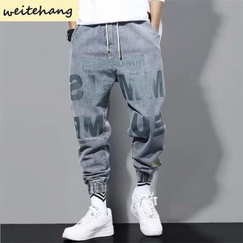 New Streetwear Hip Hop Cargo Pants Men letter Jeans Cargo Pants Elastic Harun Pants Joggers Pants In Autumn Spring Men Jeans 353