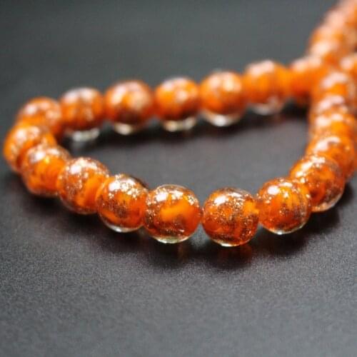 10pcs/lot 10mm Lampwork Glass Beads Glass Boutique beads Orange Color With Shinning Sand for earring necklace making
