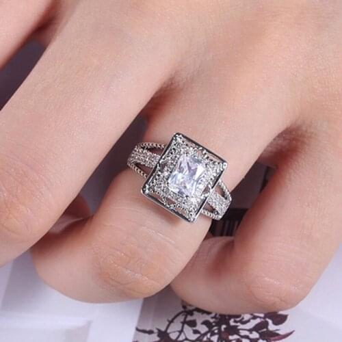 CAOSHI Square Cubic Zirconia Design Engagement Ring for Women Daily Collocation Jewelry High Quality Accessories Wholesale Bulk