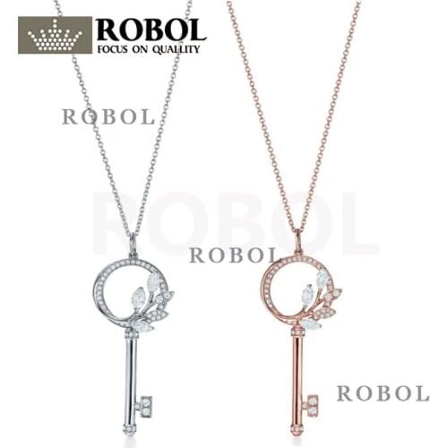 2021 new sterling silver necklaces design male female pendant necklace gold plated key olive zircon garland chain necklace